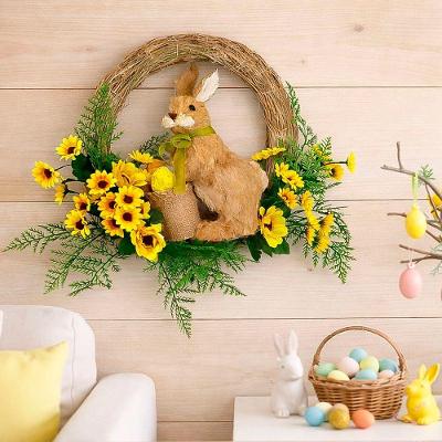 Guirlanda de Páscoa Coelho com Cestinho para Decoração Marrom 35cm