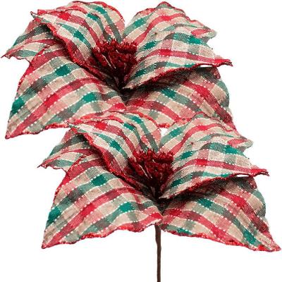 Flor Artificial Kit 12 Flores Artificiais Xadrez Artesanal com Glitter Vermelho Outras Marcas