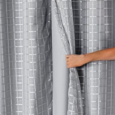 Cortina Blackout Pvc Com Voil Xadrez 2,80m X 1,60m - Cinza