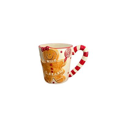 Caneca Decorativa de Natal Biscoito Menina 500ML para Decoração com Relevo de Biscoito de Gengibre