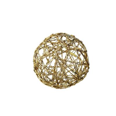Bola Decorativa de Natal Bola Aramada Vazada 15cm em Metal com Fio Sintético Dourado Cromus