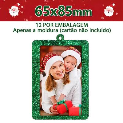 Moldura para Foto Lembrancinha de Natal 65x85mm Glitter Verde Tudo em Caixa