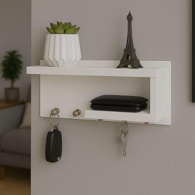 Porta Chaves em MDF para Organização e Decoração de Casa Branco OEM