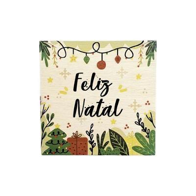 Quadrinho Decorativo Natalino Quadrinho Natalino Feliz Natal Compensado 19x19x1CM Amadeirado