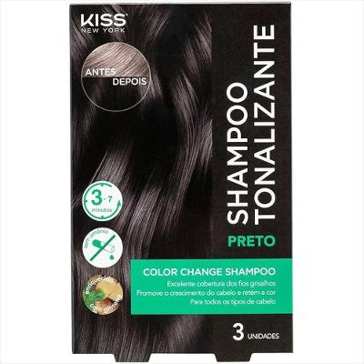 Kit Shampoo Tonalizante Kiss NY com Extrato de Aloe Vera Livre de Amônia Preto Kiss New York