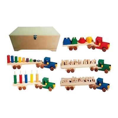 Brinquedo Educativo Baú Carreta Didáticas 5 Carretas Madeira Sonho de Criança