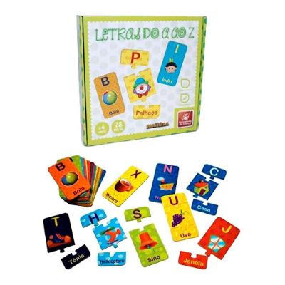 Brinquedo Educativo Alfabeto Ilustrado 78 Peças MDF Sonho de Criança