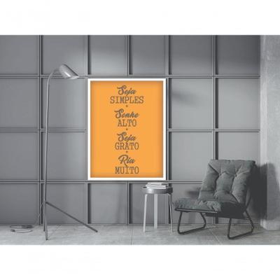 Quadro Decorativo Seja Simples Retangular 20x30CM Branco para Decoração Moderna
