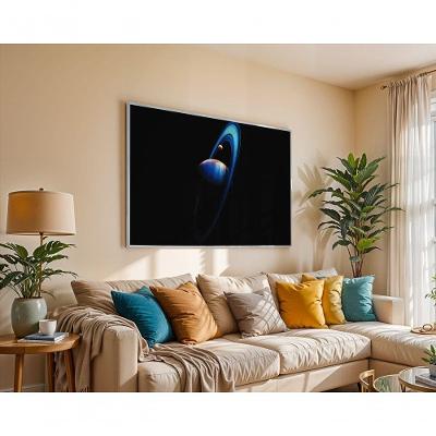 Quadro Decorativo Saturno Retangular 120x50 em Canvas com Moldura Caixa Preto