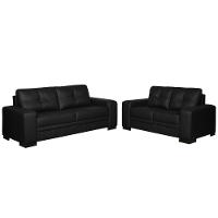 Sofá 2 e 3 Lugares Milano Couro Preto Fosco Gran Belo - 1