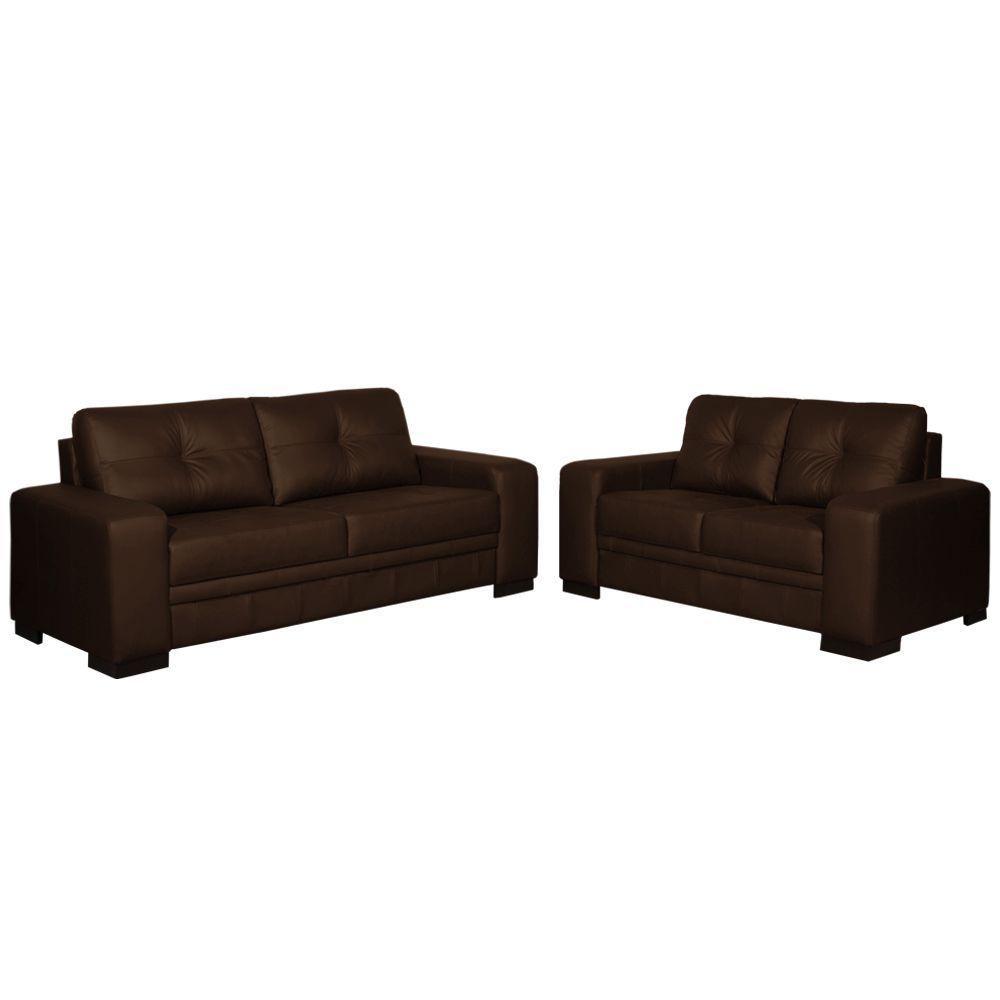 Sofá 2 E 3 Lugares Milano Couro Conhaque - 1