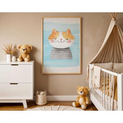 Quadro Infantil Decorativo Sonho do Gato Retangular 20X30 Branco