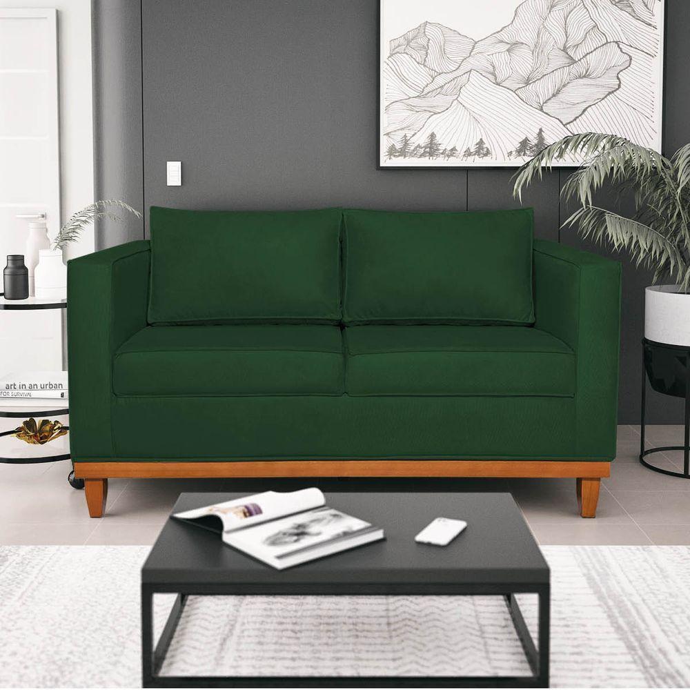 Sofá 2 e 3 Lugares Europa 180cm Conforto e Elegância Suede Verde - 3
