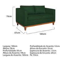 Sofá 2 e 3 Lugares Europa 180cm Conforto e Elegância Suede Verde - 10