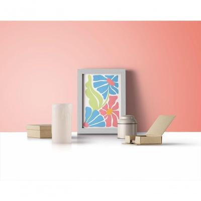 Quadro Decorativo Transflorescer Retangular 20x30CM Branco para Decoração de Ambiente Gamer Moderno