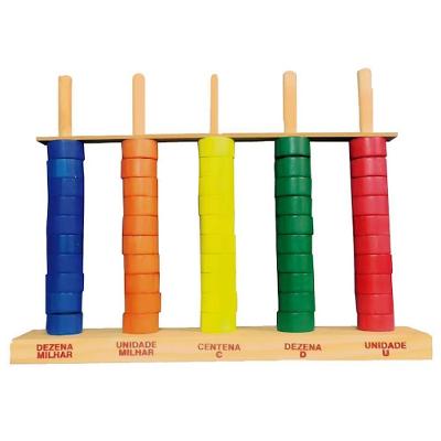 Ábaco Educativo Aberto 50 Argolas em Madeira para Raciocínio Lógico Sonho de Criança