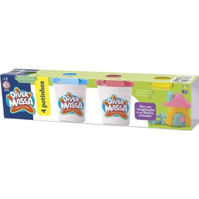 Massinhas de Modelar Diver Massa Kit C 4 Potes de 50g para Coordenação Motora Divertoys