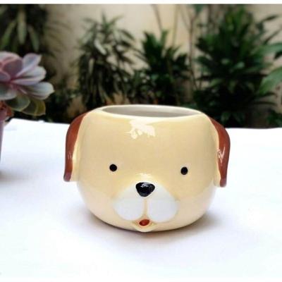 Vaso Cerâmica Decorativo Cachorro VAS-103 Formato Orgânico 11x09x09cm Multiart