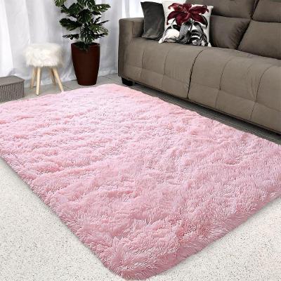 Tapete Shaggy Peludo Retangular 200x150cm 4cm Base Antiderrapante para Sala Rosa Bebê OEM