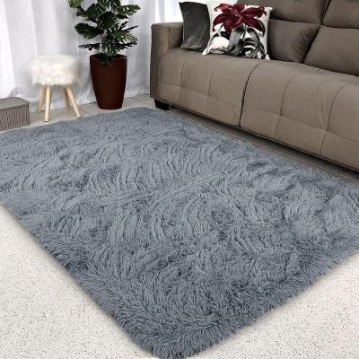 Tapete Sala 2 e 00x1 e 50 Peludo 4 cm de Altura Shaggy Retangular 150x200cm para Sala Cinza OEM