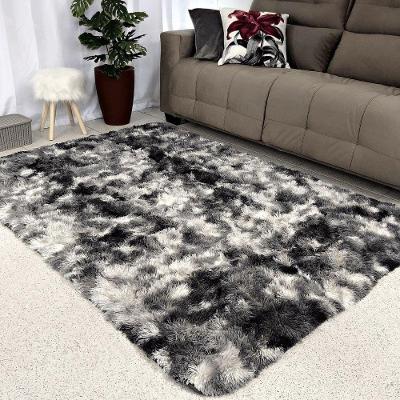 Tapete Sala 2 e 00x1 e 50 Peludo 4 cm de Altura Shaggy Retangular 150x200cm para Sala Cinza Mesclado