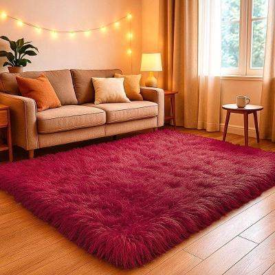 Tapete 2 e 00 X 1 e 50 Peludo Felpudo Fofinho Macio Retangular 150x200cm Bordô OEM