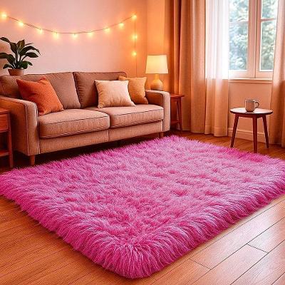 Tapete 2 e 00 X 1 e 50 Peludo Felpudo Fofinho Macio Retangular 150x200cm para Quarto e Sala Rosa OEM