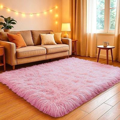 Tapete 2 e 00 X 1 e 50 Peludo Felpudo Fofinho Macio Retangular 150x200cm para Quarto e Sala Rosa