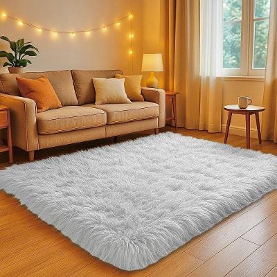 Tapete 2 e 00 X 1 e 50 Felpudo Retangular 150x200cm Base Antiderrapante para Quarto e Sala Branco