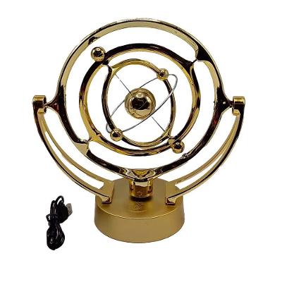 Pêndulo Cinético Decorativo Pêndulo de Newton Orbital Cinético USB Movimento Contínuo Dourado