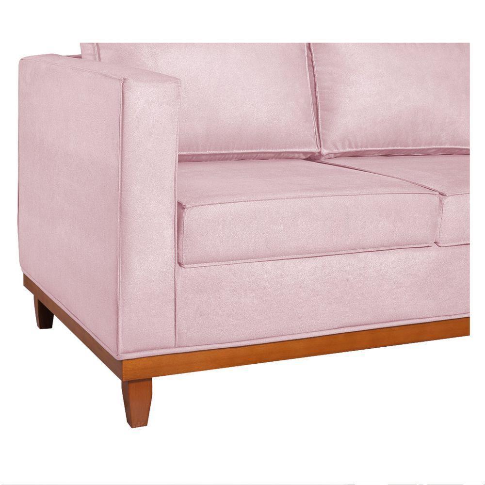 Sofá 2 E 3 Lugares Europa 180 Cm Estilo Conforto E Elegância Suede - Amarena Móveis Rosa Bebê - 3