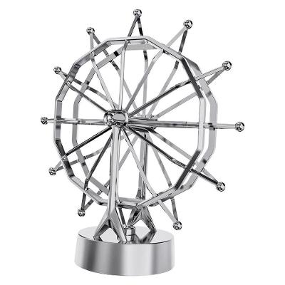 Pêndulo Cinético Decorativo Pêndulo de Newton Roda Gigante Cinético USB Movimento Hipnótico Prata