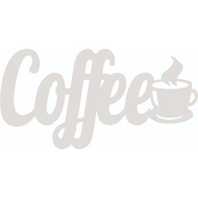 Plaquinha Decorativa Coffe Branco em Mdf [F031] 40X20CM com Fita Dupla Face Branco Trovarelli Móveis