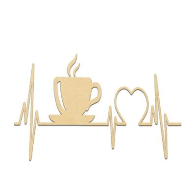 Placa Decorativa Cardiograma Café Mdf Natural [F031] para Cantinho do Café Branco Trovarelli Móveis