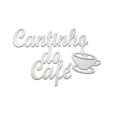 Placa Decorativa Cantinho do Café F031 em MDF com Fita Dupla Face Branco Trovarelli Móveis