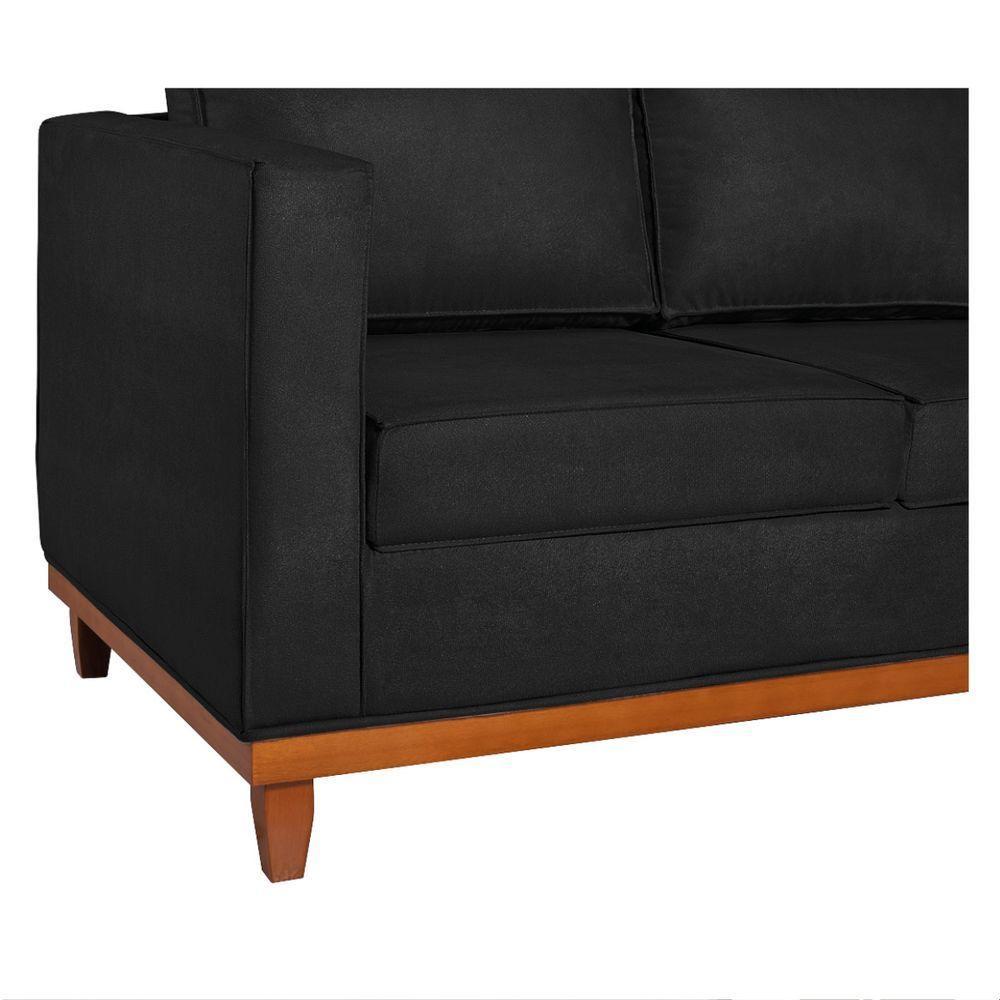 Sofá 2 E 3 Lugares Europa 180 Cm Estilo Conforto E Elegância Suede - Amarena Móveis Preto - 3