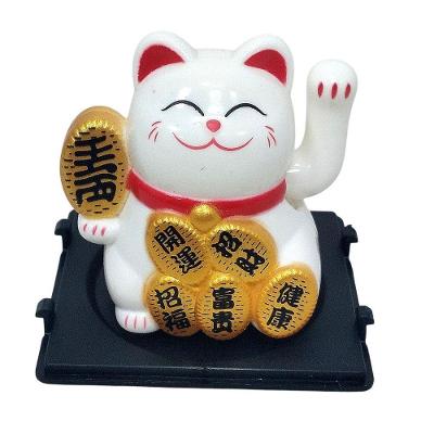 Maneki Neko Gato da Sorte Branco 5 cm Alt. Moedas com Pata Acenando Amuleto Japonês Jiaxi