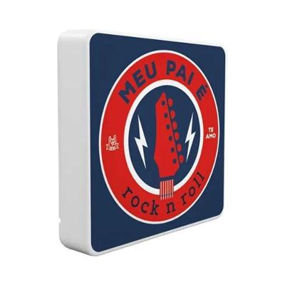 Luminária Box Slim Meu Pai É Rock USB Tpc Bivolt com Luz Difusa e Fita LED 5W para Decoração