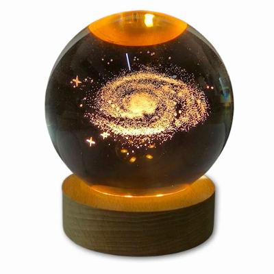 Luminária Abajur USB Galaxia Esfera de Vidro 3D LED Planetário Transparente Apex