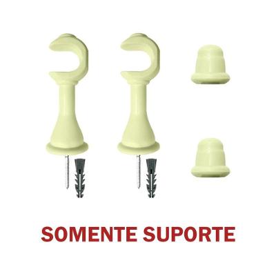 Kit Varão para Cortina Simples 2 e 00m 19mm com Ponteira Suporte e Emenda Bege OEM