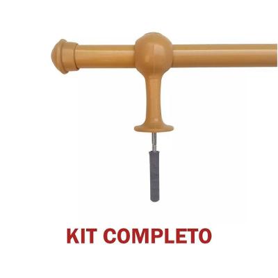 Kit Varão para Cortina Simples 2 00m 19mm com Ponteira e Suporte Marfim OEM