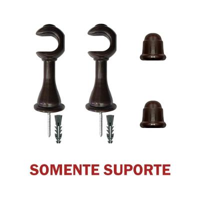 Kit Varão para Cortina Simples 2 e 00 Metros 19mm com Ponteira e Suporte Tabaco OEM