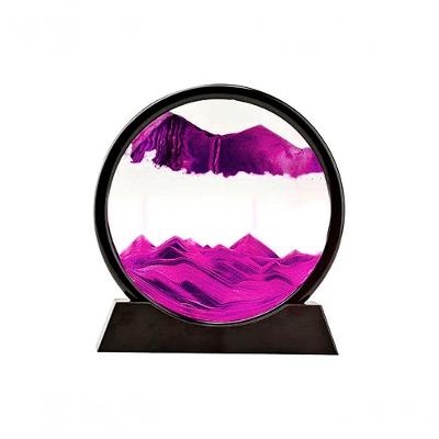 Enfeite Decorativo de Vidro Quadro Redondo Duna Ampulheta com Suporte Giratório 25CM Rosa