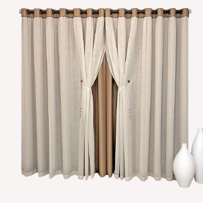 Cortina Gallane Semi Blackout 2,0X1,7M Poliéster Café Lilly Home Enxovais