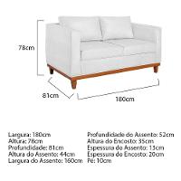 Sofá 2 E 3 Lugares Europa 180 Cm Estilo Conforto E Elegância Suede - Amarena Móveis Branco - 5