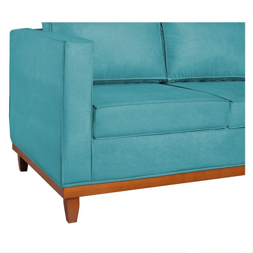 Sofá 2 E 3 Lugares Europa 180 Cm Estilo Conforto E Elegância Suede - Amarena Móveis Azul Turquesa - 3