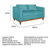 Sofá 2 E 3 Lugares Europa 180 Cm Estilo Conforto E Elegância Suede - Amarena Móveis Azul Turquesa - 5