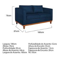 Sofá 2 E 3 Lugares Europa 180 Cm Estilo Conforto E Elegância Suede - Amarena Móveis Azul Marinho - 5