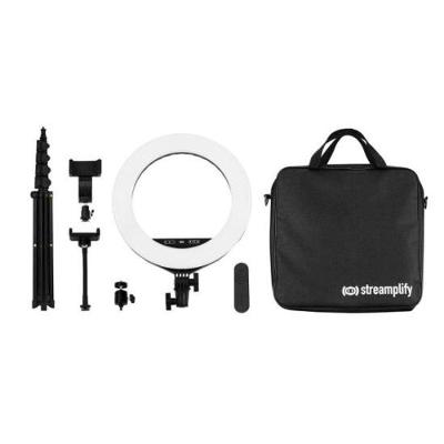 Ring Light Streamplify 14 com Iluminação de Nível de Estúdio e Tripé Selfie Stick Preto