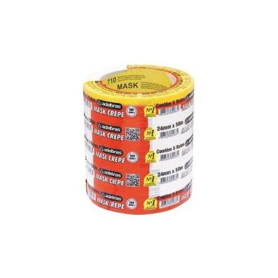 Fita Crepe 710 24mm X 50m para Mascaramento de Pinturas e Artesanato Papel Alta Aderência Adelbras